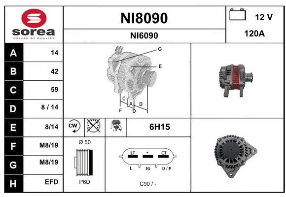 SNRA NI8090 Alternator NI8090: Buy near me in Poland at 2407.PL - Good price!