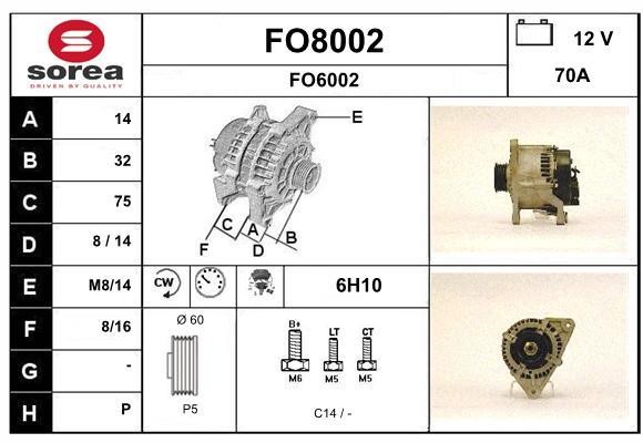 SNRA FO8002 Alternator FO8002: Buy near me at 2407.PL in Poland at an Affordable price!