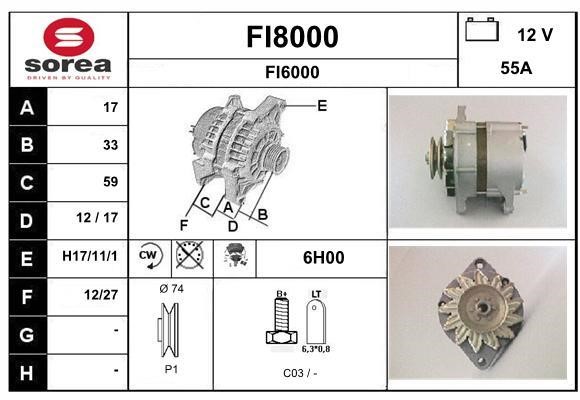SNRA FI8000 Alternator FI8000: Buy near me in Poland at 2407.PL - Good price!