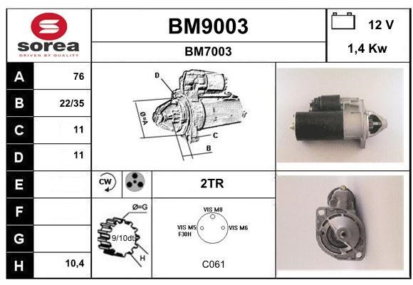 SNRA BM9003 Anlasser BM9003: Kaufen Sie zu einem guten Preis in Polen bei 2407.PL!