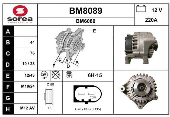 SNRA BM8089 Alternator BM8089: Buy near me at 2407.PL in Poland at an Affordable price!