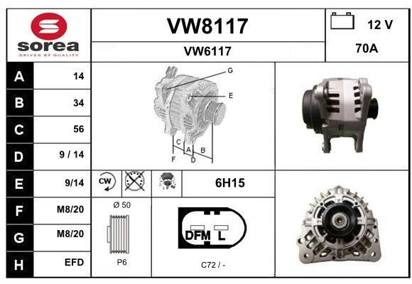 SNRA VW8117 Генератор VW8117: Отличная цена - Купить в Польше на 2407.PL!