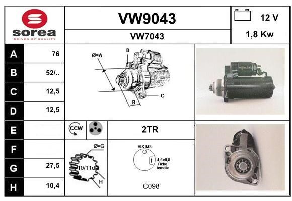 SNRA VW9043 Стартер VW9043: Отличная цена - Купить в Польше на 2407.PL!