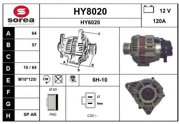 SNRA HY8020 Alternator HY8020: Buy near me in Poland at 2407.PL - Good price!