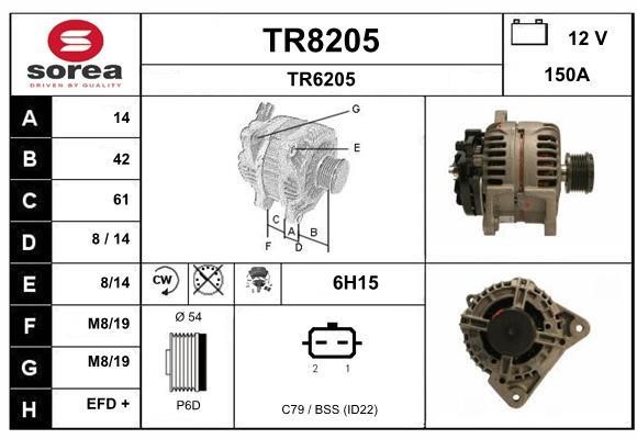 SNRA TR8205 Alternator TR8205: Buy near me in Poland at 2407.PL - Good price!