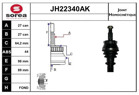 SNRA JH22340AK CV joint JH22340AK: Buy near me at 2407.PL in Poland at an Affordable price!