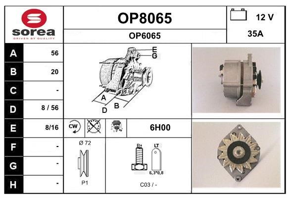SNRA OP8065 Alternator OP8065: Buy near me in Poland at 2407.PL - Good price!
