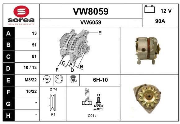 SNRA VW8059 Alternator VW8059: Buy near me in Poland at 2407.PL - Good price!