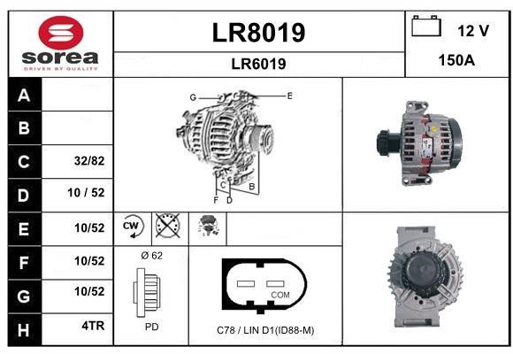 SNRA LR8019 Alternator LR8019: Buy near me in Poland at 2407.PL - Good price!