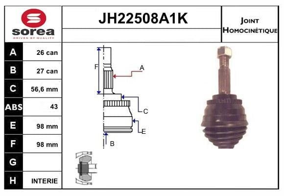 SNRA JH22508A1K Шарнир равных угловых скоростей (ШРУС) JH22508A1K: Отличная цена - Купить в Польше на 2407.PL!