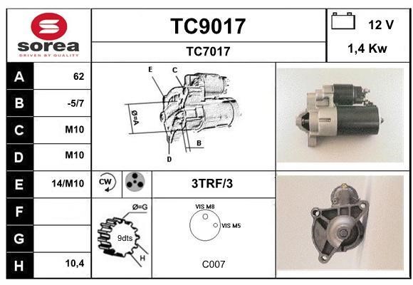 SNRA TC9017 Starter TC9017: Buy near me in Poland at 2407.PL - Good price!