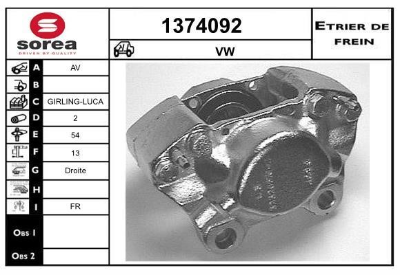 SNRA 1374092 Brake caliper front right 1374092: Buy near me in Poland at 2407.PL - Good price!