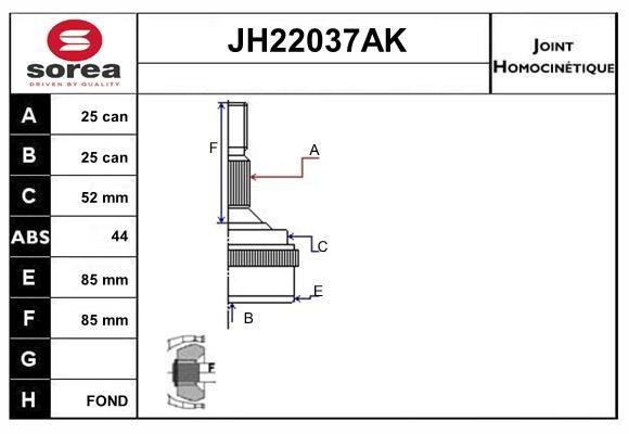 SNRA JH22037AK CV joint JH22037AK: Buy near me in Poland at 2407.PL - Good price!