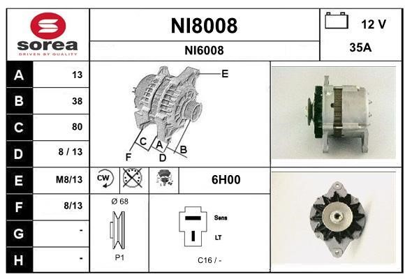 SNRA NI8008 Alternator NI8008: Buy near me at 2407.PL in Poland at an Affordable price!