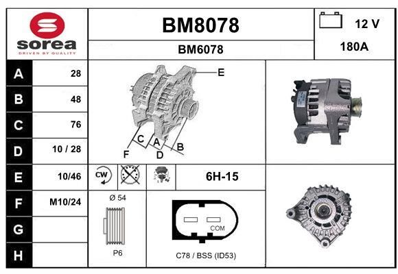 SNRA BM8078 Alternator BM8078: Buy near me in Poland at 2407.PL - Good price!