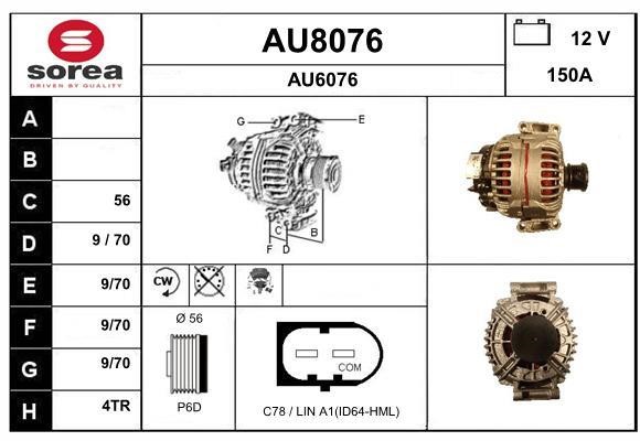 SNRA AU8076 Alternator AU8076: Buy near me in Poland at 2407.PL - Good price!