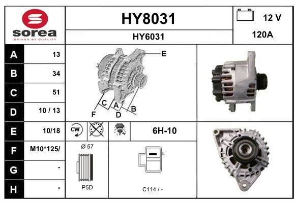 SNRA HY8031 Alternator HY8031: Buy near me in Poland at 2407.PL - Good price!