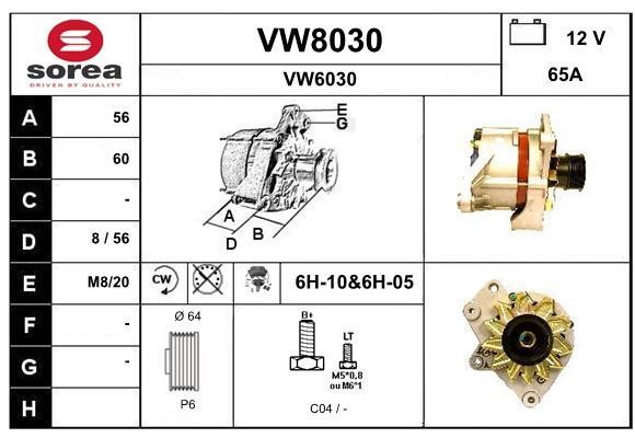 SNRA VW8030 Alternator VW8030: Buy near me in Poland at 2407.PL - Good price!