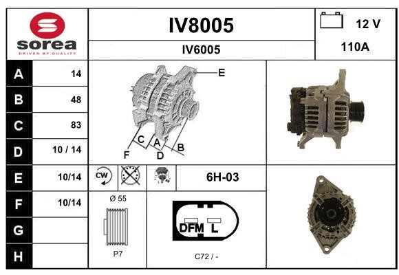 SNRA IV8005 Alternator IV8005: Buy near me in Poland at 2407.PL - Good price!