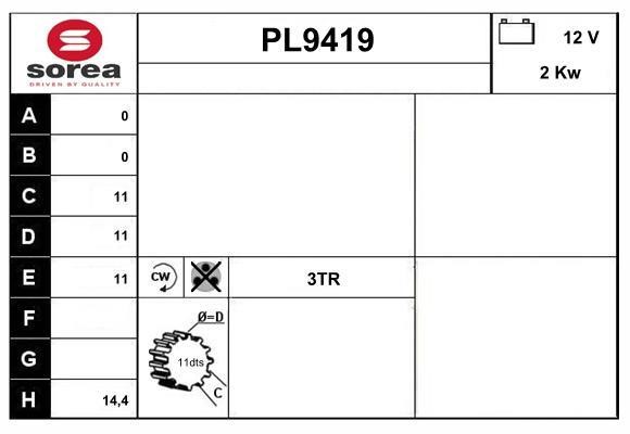 SNRA PL9419 Starter PL9419: Buy near me in Poland at 2407.PL - Good price!