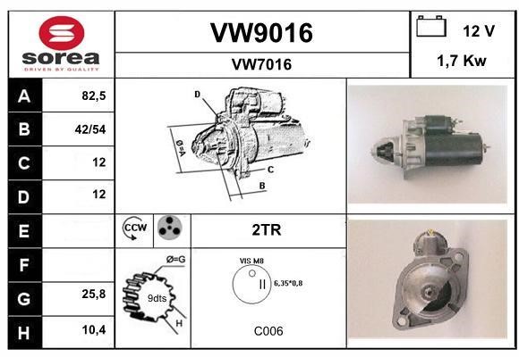 SNRA VW9016 Starter VW9016: Buy near me at 2407.PL in Poland at an Affordable price!