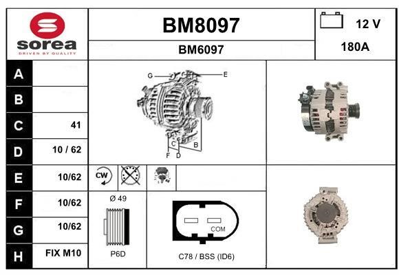 SNRA BM8097 Alternator BM8097: Buy near me in Poland at 2407.PL - Good price!