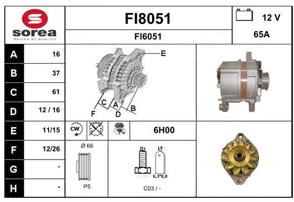 SNRA FI8051 Alternator FI8051: Buy near me in Poland at 2407.PL - Good price!