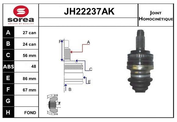 SNRA JH22237AK Шарнир равных угловых скоростей (ШРУС) JH22237AK: Отличная цена - Купить в Польше на 2407.PL!