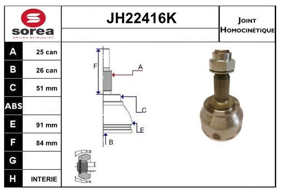 SNRA JH22416K CV joint JH22416K: Buy near me in Poland at 2407.PL - Good price!