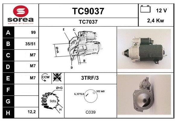 SNRA TC9037 Starter TC9037: Buy near me in Poland at 2407.PL - Good price!