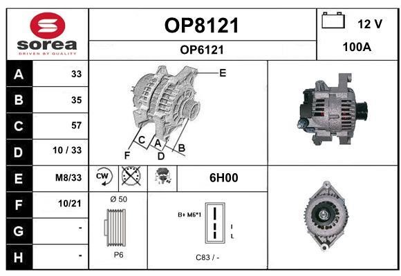 SNRA OP8121 Alternator OP8121: Buy near me in Poland at 2407.PL - Good price!