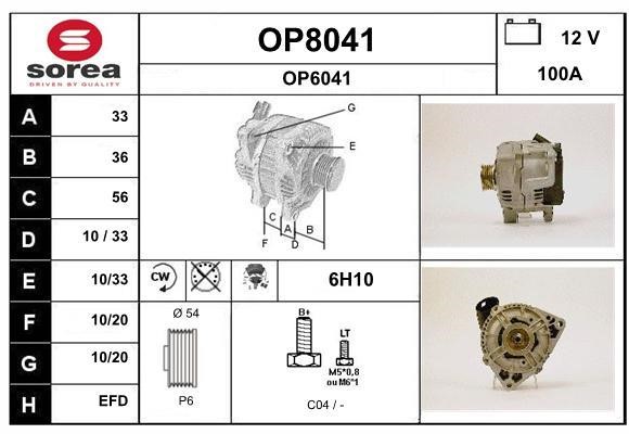 SNRA OP8041 Alternator OP8041: Buy near me in Poland at 2407.PL - Good price!