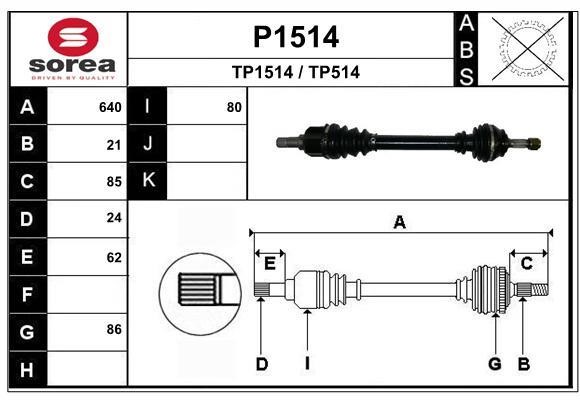SNRA P1514 Drive Shaft P1514: Buy near me in Poland at 2407.PL - Good price!