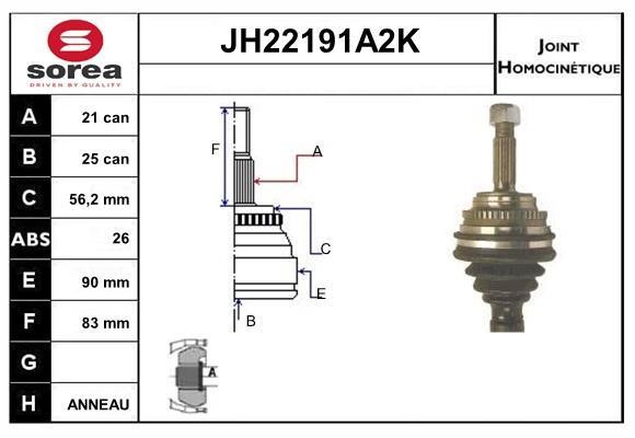 SNRA JH22191A2K Шарнир равных угловых скоростей (ШРУС) JH22191A2K: Отличная цена - Купить в Польше на 2407.PL!