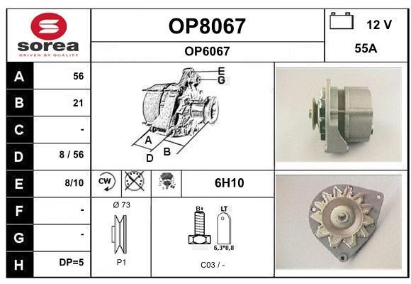 SNRA OP8067 Alternator OP8067: Buy near me in Poland at 2407.PL - Good price!