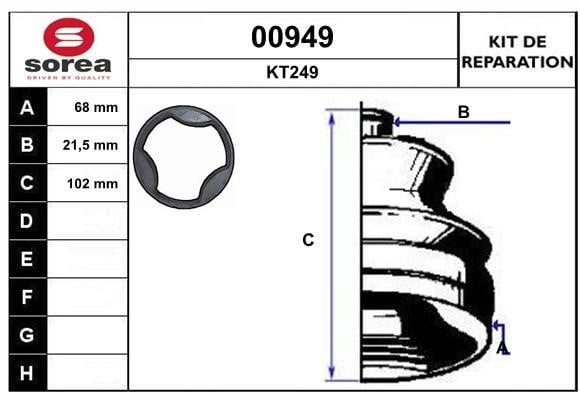 SNRA 00949 Bellow, driveshaft 00949: Buy near me in Poland at 2407.PL - Good price!