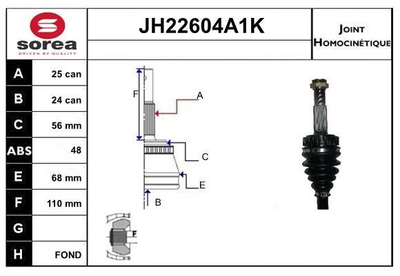SNRA JH22604A1K Joint Kit, drive shaft JH22604A1K: Buy near me in Poland at 2407.PL - Good price!