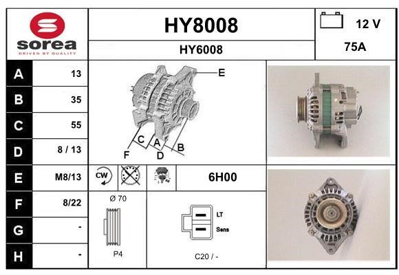 SNRA HY8008 Alternator HY8008: Buy near me in Poland at 2407.PL - Good price!