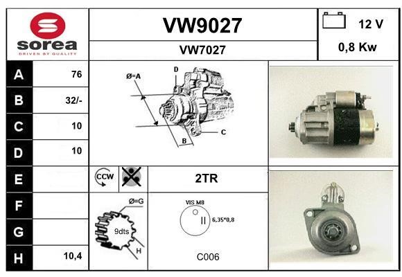 SNRA VW9027 Rozrusznik VW9027: Dobra cena w Polsce na 2407.PL - Kup Teraz!