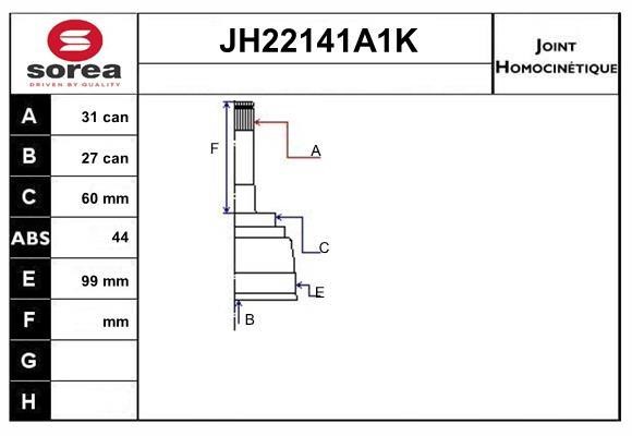 SNRA JH22141A1K Joint Kit, drive shaft JH22141A1K: Buy near me in Poland at 2407.PL - Good price!