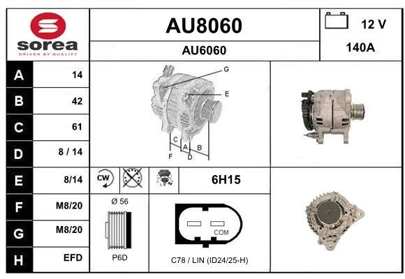 SNRA AU8060 Alternator AU8060: Buy near me in Poland at 2407.PL - Good price!