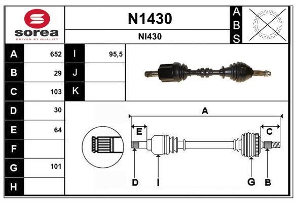 SNRA N1430 Drive Shaft N1430: Buy near me in Poland at 2407.PL - Good price!