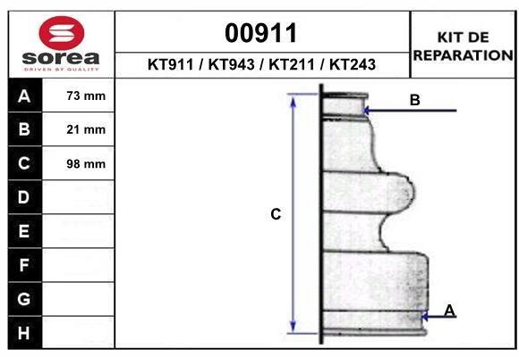 SNRA 00911 Bellow, driveshaft 00911: Buy near me at 2407.PL in Poland at an Affordable price!