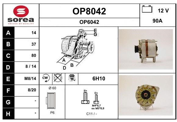 SNRA OP8042 Alternator OP8042: Buy near me in Poland at 2407.PL - Good price!