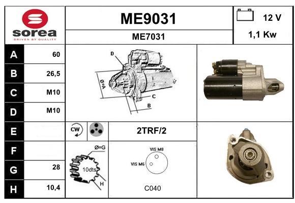 SNRA ME9031 Starter ME9031: Buy near me at 2407.PL in Poland at an Affordable price!
