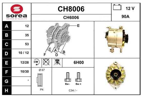 SNRA CH8006 Alternator CH8006: Buy near me in Poland at 2407.PL - Good price!