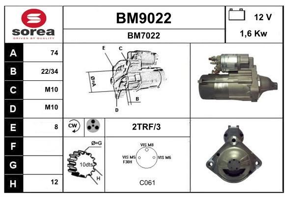 SNRA BM9022 Starter BM9022: Buy near me in Poland at 2407.PL - Good price!