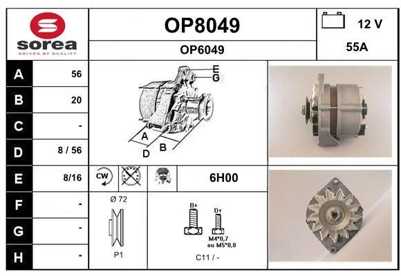 SNRA OP8049 Alternator OP8049: Buy near me in Poland at 2407.PL - Good price!