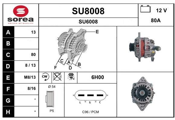 SNRA SU8008 Alternator SU8008: Buy near me in Poland at 2407.PL - Good price!