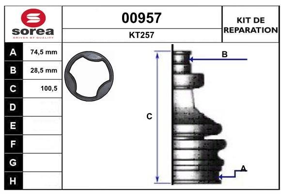 SNRA 00957 Bellow, driveshaft 00957: Buy near me in Poland at 2407.PL - Good price!